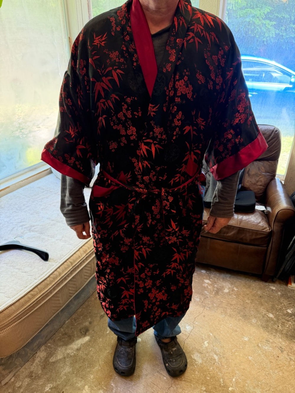 Double Sided Satin Kimono Robe
